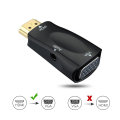 Preto HDMI para VGA adaptador de vídeo com cabo de áudio HDMI para VGA adaptador macho para fêmea com chipset 1080p para PC / HDTV